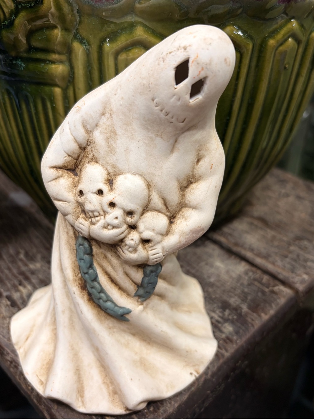 Dalton Spooky Ceramic Ghost Figurine Votive Candle Holder Halloween